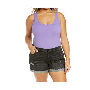 BP. Women' Bodysuit Double Scoop Stretch Cotton Bodysuit Scoop Neck Plus Size 1X